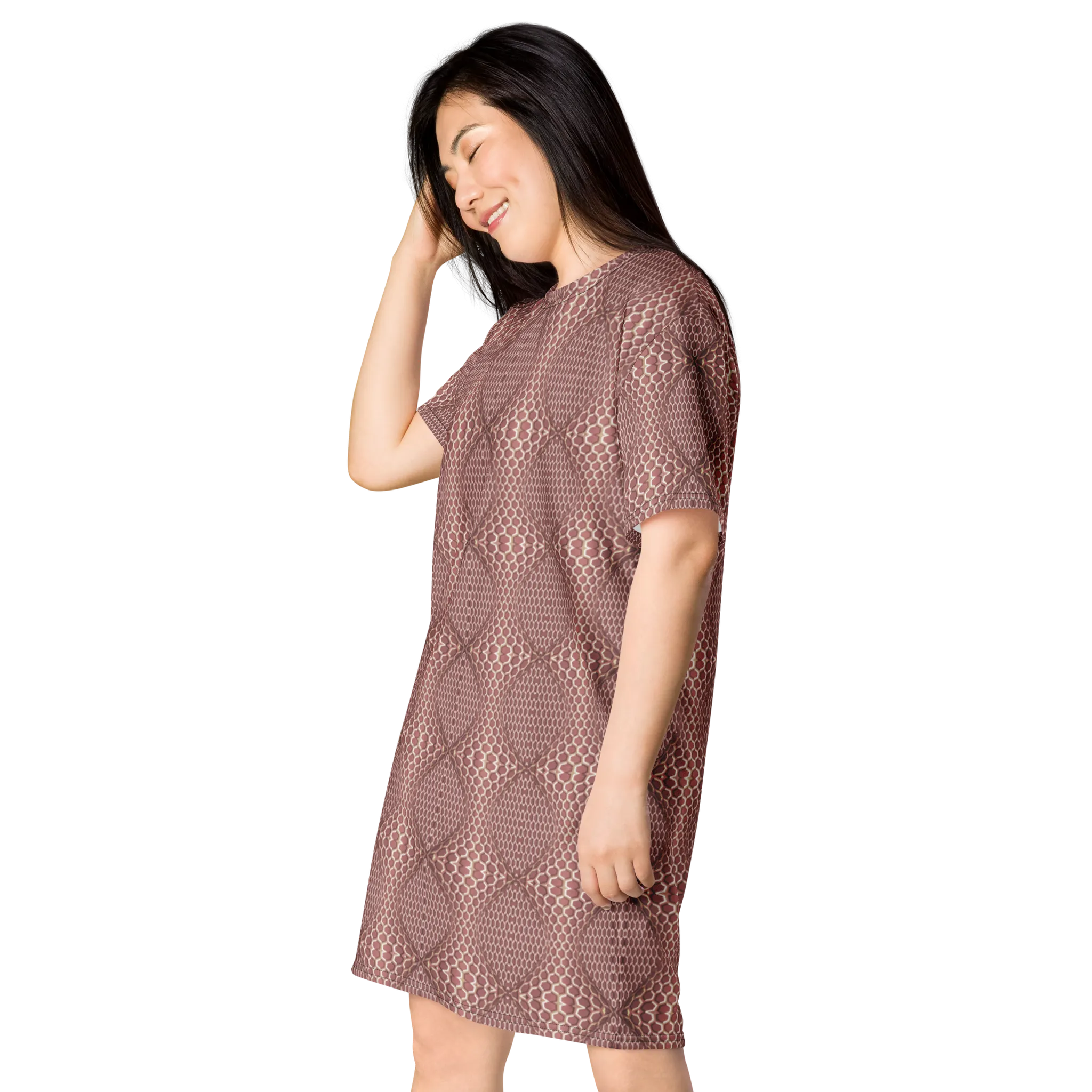 Recursia Illusions Game T-Shirt Dress In Pink