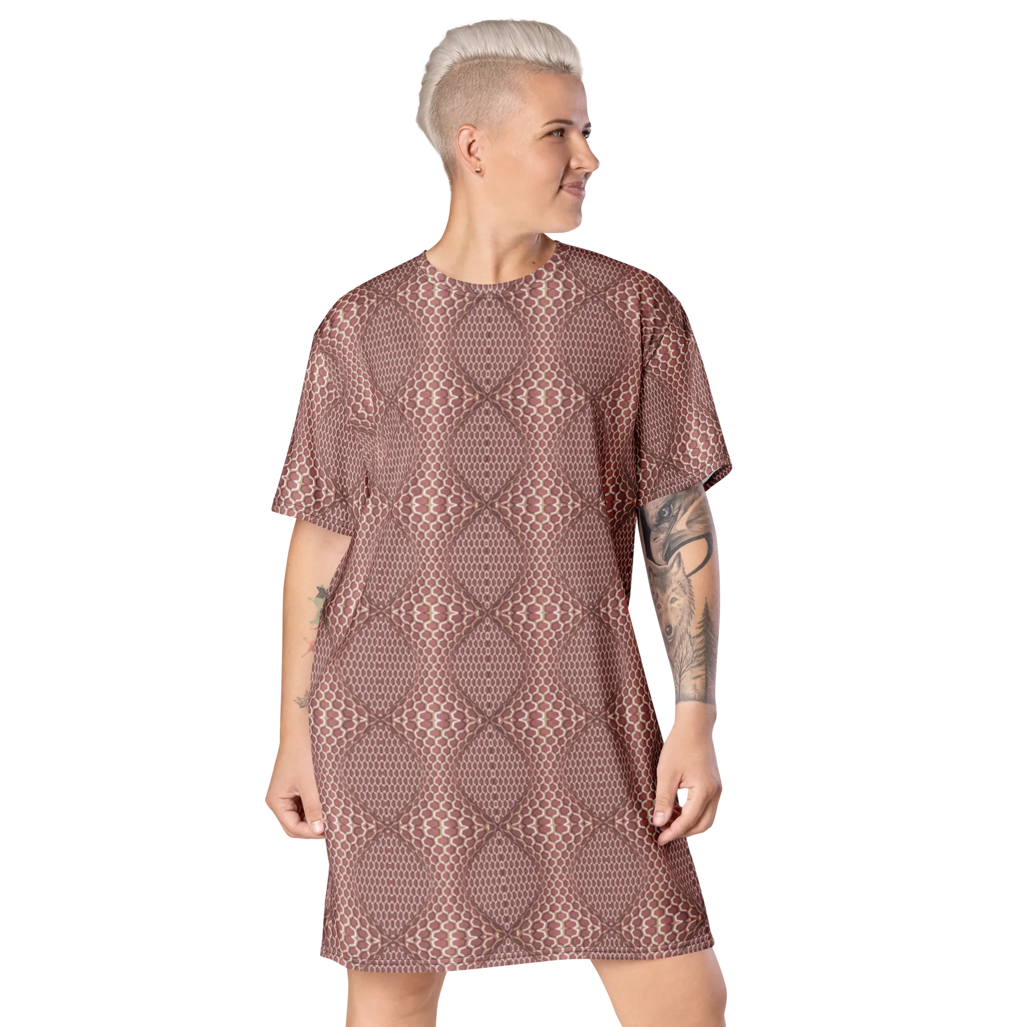 Recursia Illusions Game T-Shirt Dress In Pink