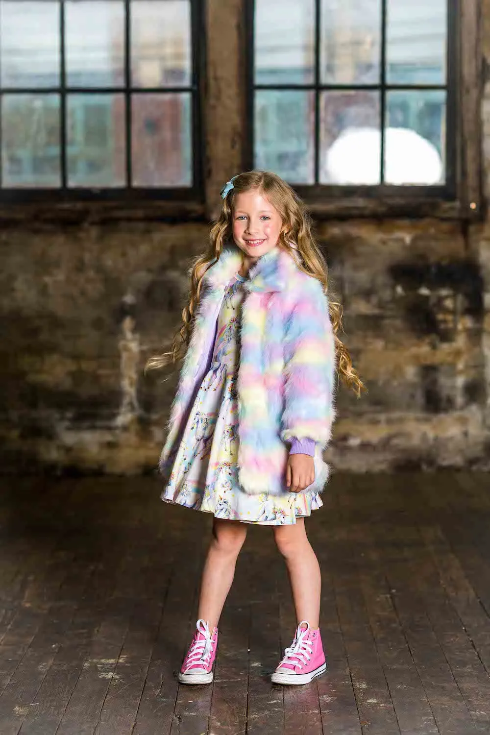 Rock Your Kid Unicorn Faux Fur Jacket With Lining