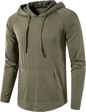 SIR7 Men's Gym Workout Active Long Sleeve Pullover Lightweight Hoodie Casual Hooded Sweatshirts