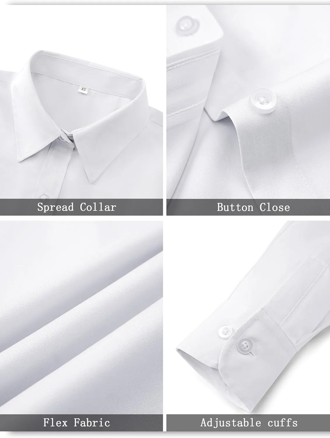 Soft Wrinkle-Free Women's Button Down Dress Shirts Solid Long Sleeve Work Blouses Fit Stretch Casual Tops XXS-6XL