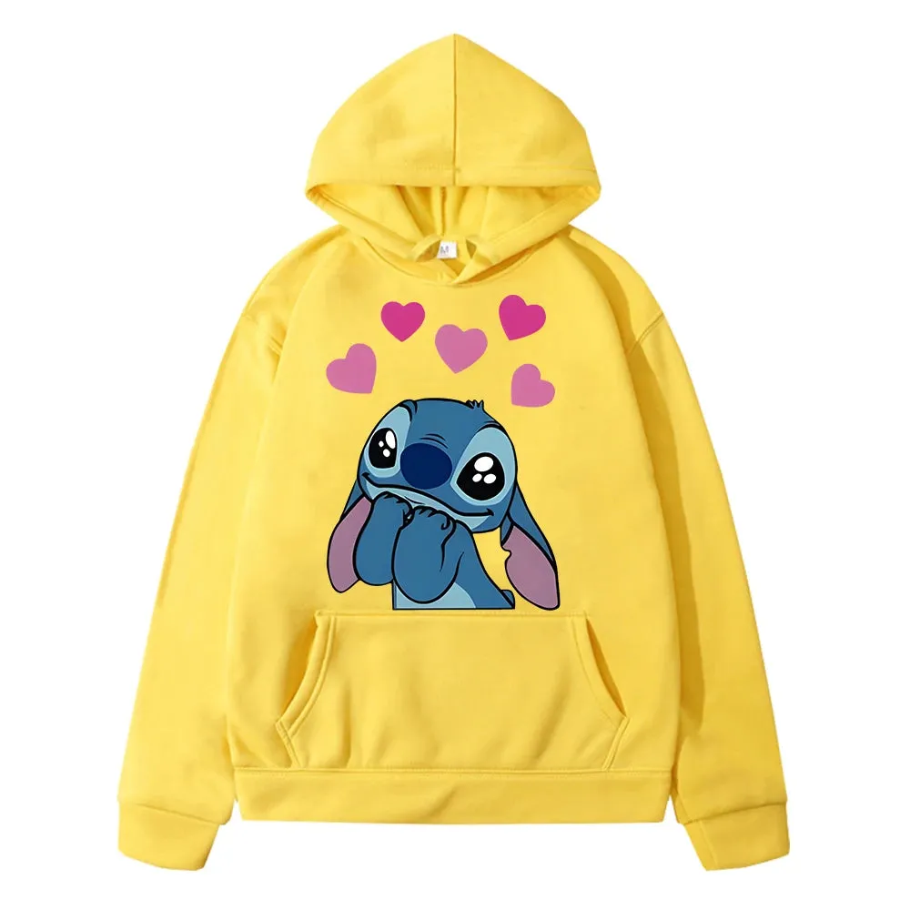 Stitch Disney print Hoodies Casual Fleece Sweatshirt  y2k sudadera disney Anime hoodie pullover boy girl clothes kids Day gift