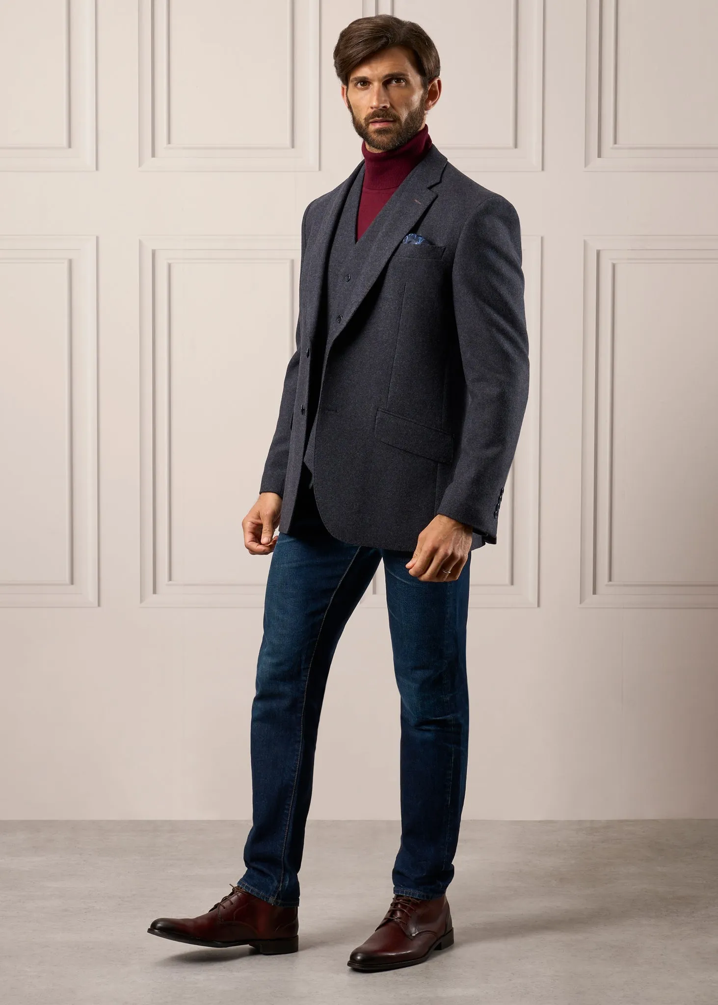 Surrey Men's Tweed Lined Country Waistcoat In Blue - Regular Fit