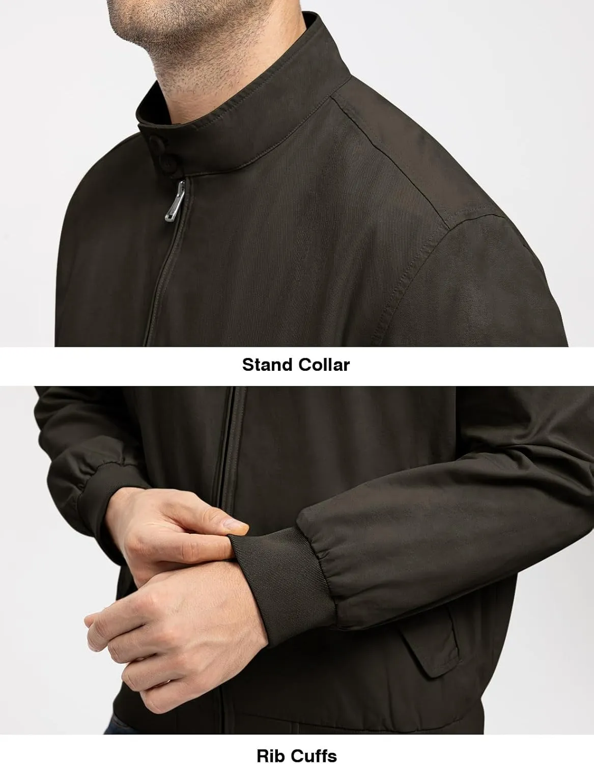 TBMPOY Men's Lightweight Cotton Jackets Golf Full Zip Windbreaker Spring Fall Stylish Casual Jackets Work bomber