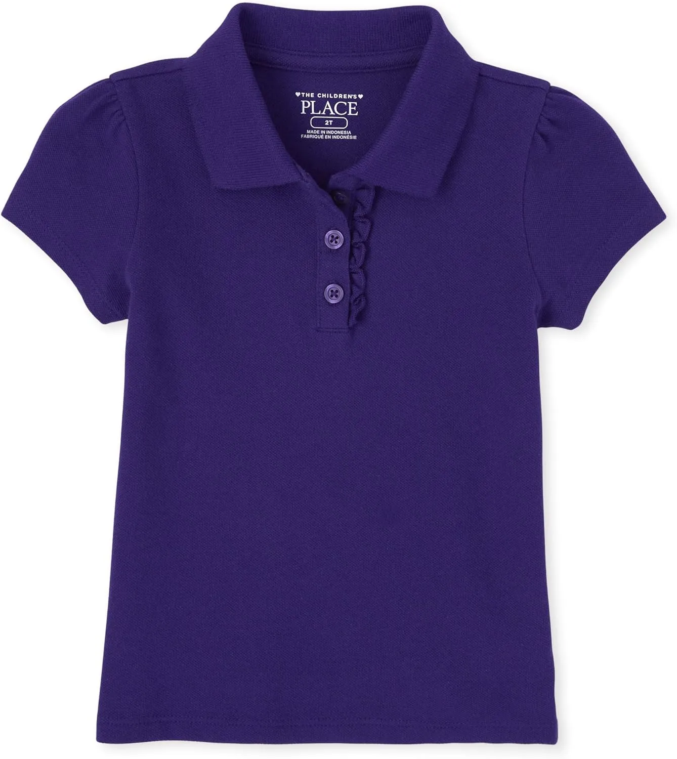 The Children's Place Baby Girls and Toddler Girls Short Sleeve Ruffle Pique Polo, Regal Violet, 2T