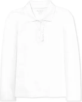 The Children's Place Girls' Long Sleeve Ruffle Pique Polo