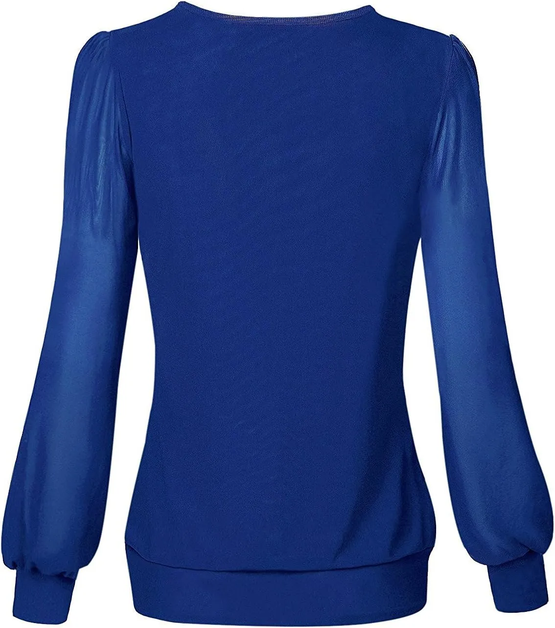 Timeson Women's Long Sleeve Scoop Neck Pleated Front Fitted Blouse Tops