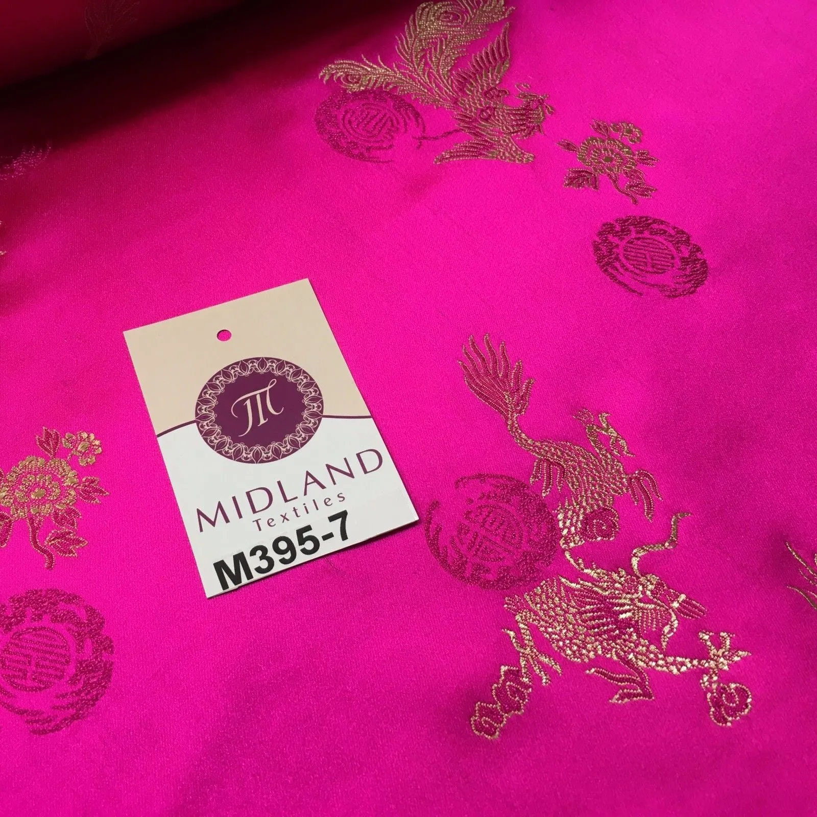 Traditional Cerise Pink Chinese Oriental Satin brocade 45" Wide M395-7 Mtex