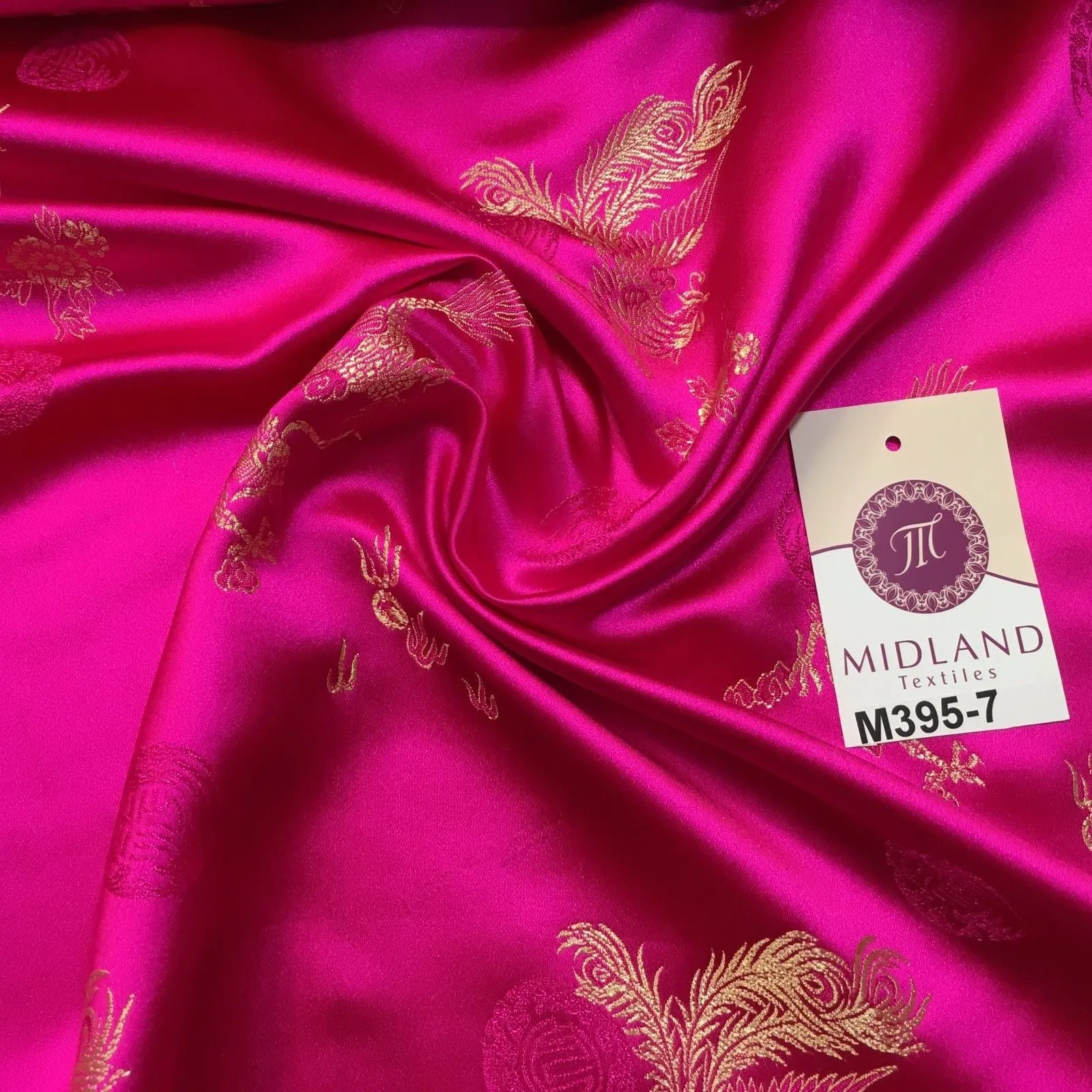 Traditional Cerise Pink Chinese Oriental Satin brocade 45" Wide M395-7 Mtex