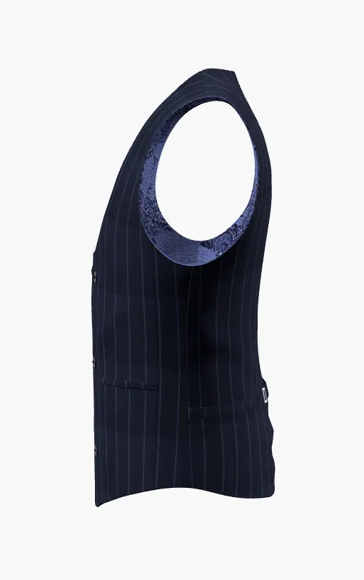Waistcoat Blue Pinstripe Super 120'S / Style No WL2335080