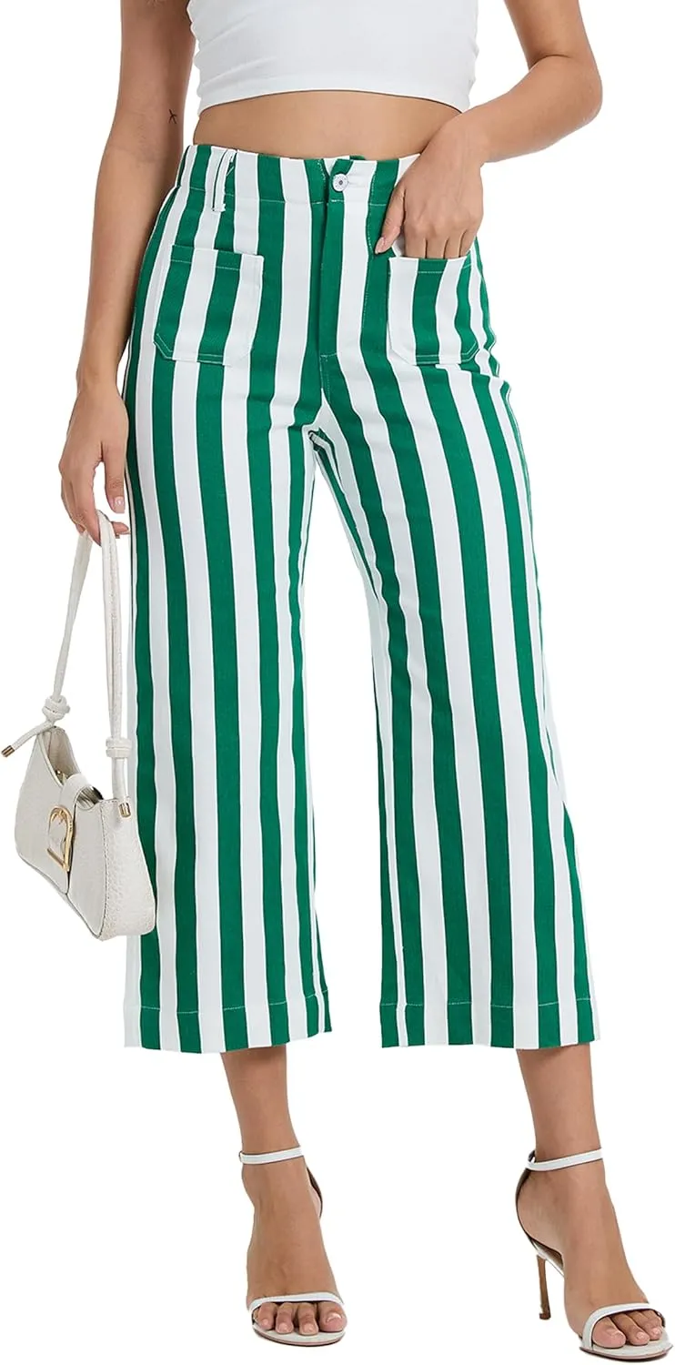 Wide Leg Jeans for Women Trendy High Waisted Flare Jeans Cropped Pants Stretchy Baggy