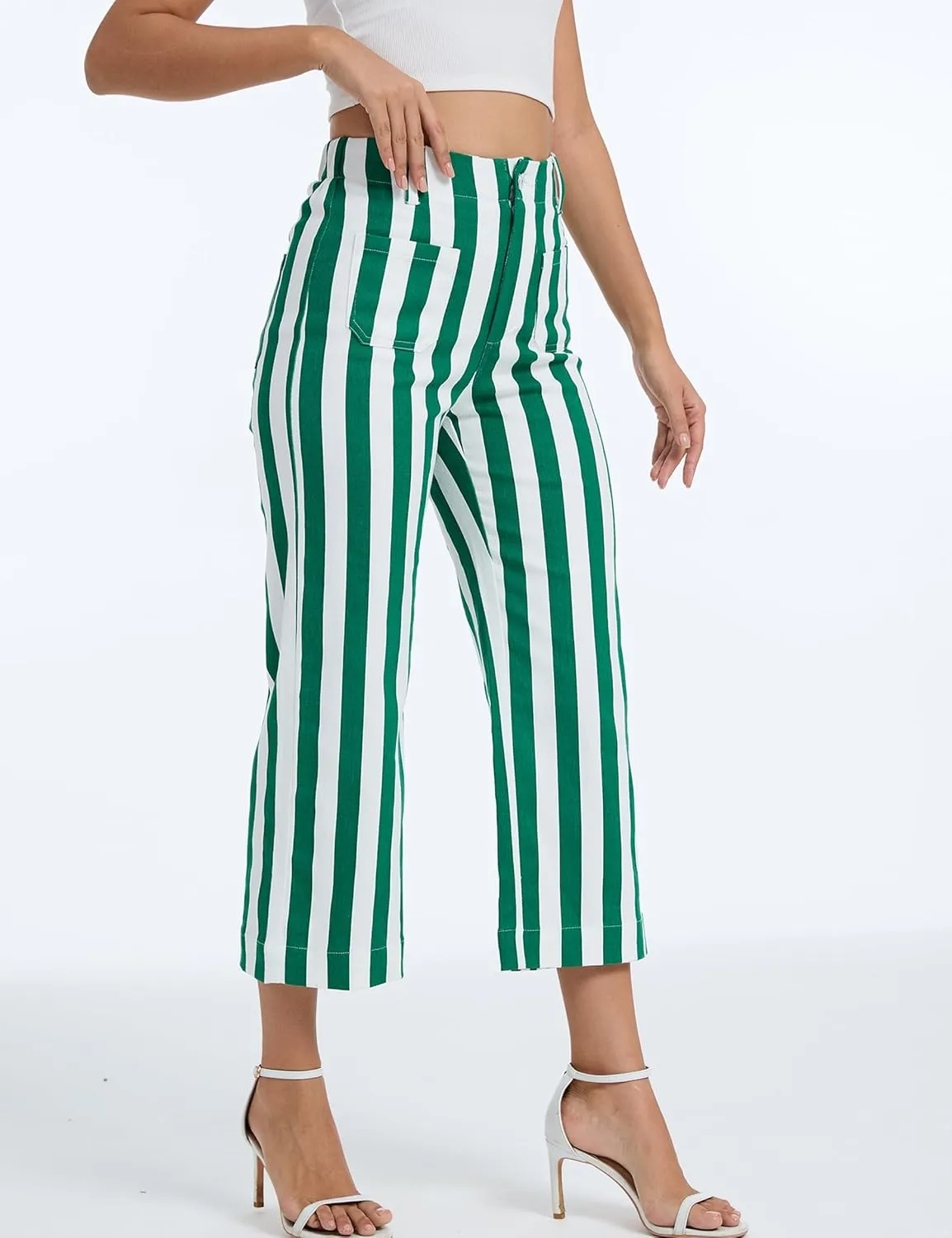 Wide Leg Jeans for Women Trendy High Waisted Flare Jeans Cropped Pants Stretchy Baggy