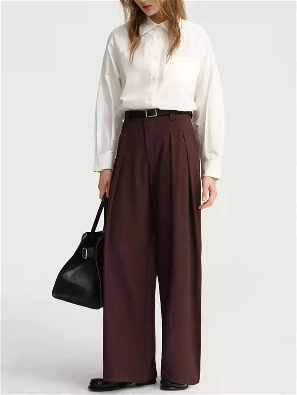 Women Solid Casual Loose Oversized TrenchCoat Stand Collar Long Sleeve Single Breasted Long Coats