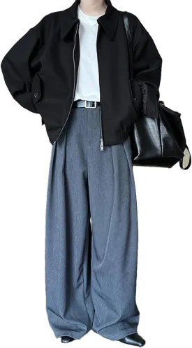 Women Solid Casual Loose Oversized TrenchCoat Stand Collar Long Sleeve Single Breasted Long Coats