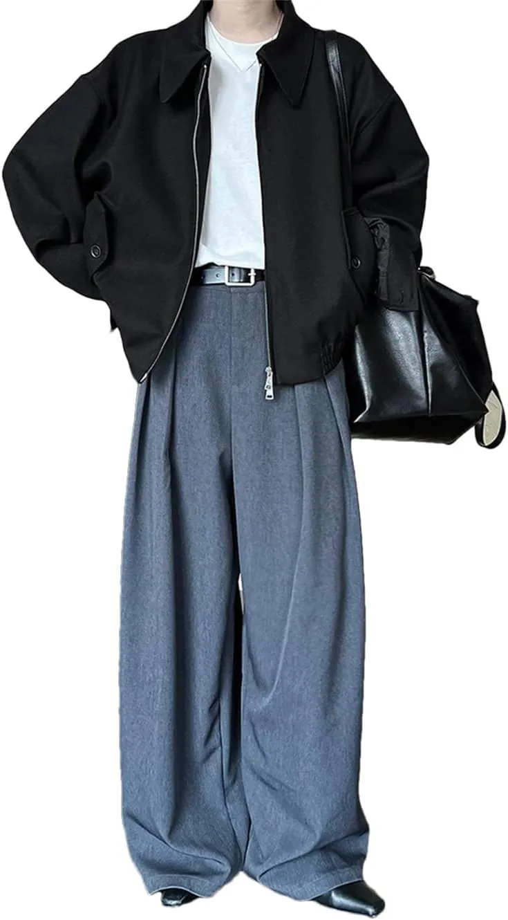 Women Solid Casual Loose Oversized TrenchCoat Stand Collar Long Sleeve Single Breasted Long Coats
