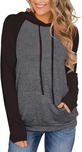 Women's Long Sleeve Hoodies Tops Lightweight Hooded Sweatshirts Pullover Casual Tunic Shirts with Pocket