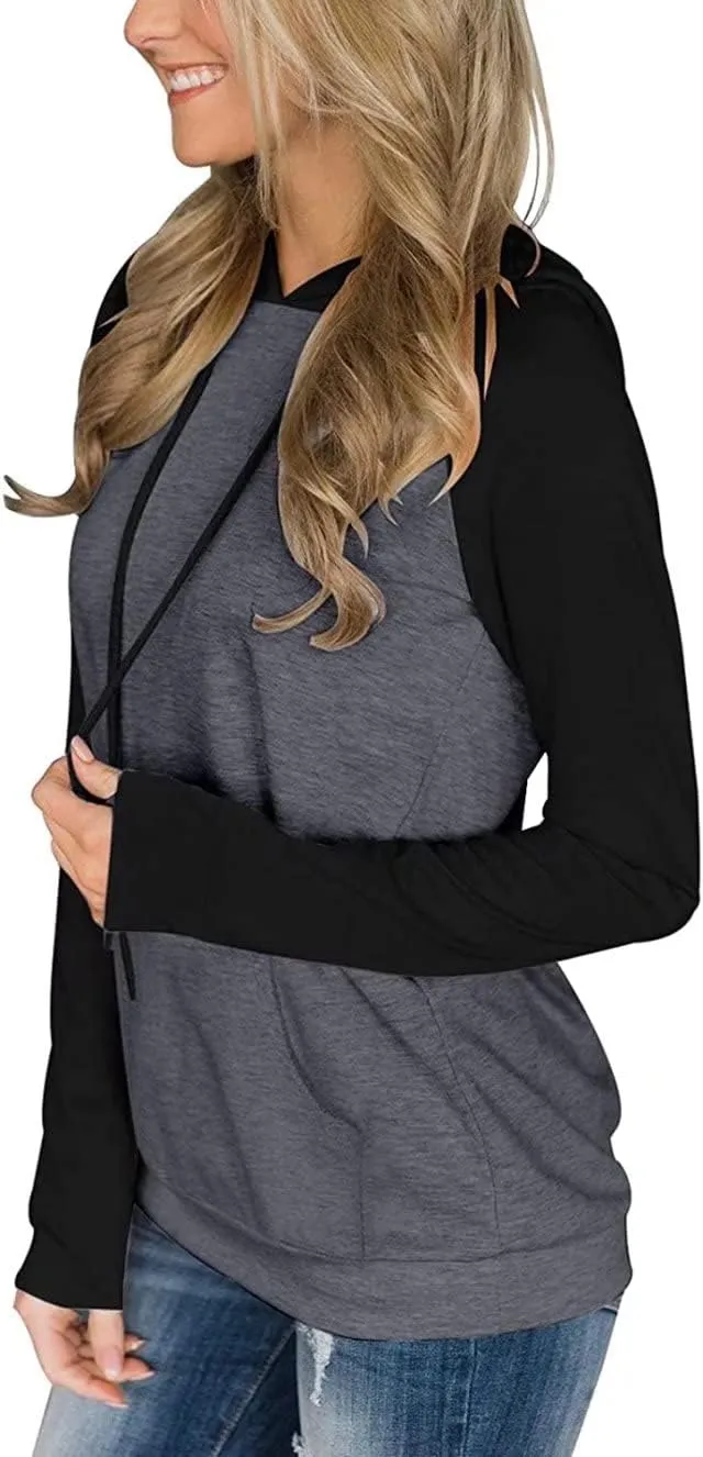Women's Long Sleeve Hoodies Tops Lightweight Hooded Sweatshirts Pullover Casual Tunic Shirts with Pocket