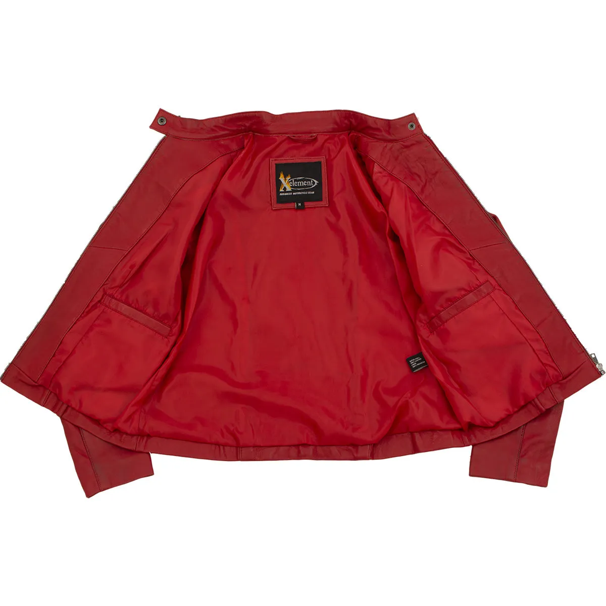 Xelement B91066 Women's ‘Keeper’ Red Leather Scuba Style Biker Jacket